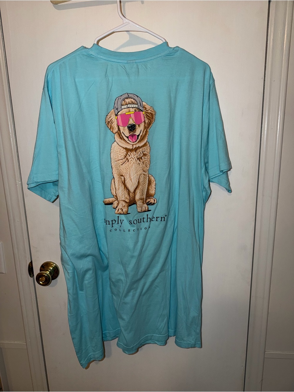 Simply Southern Blue Dog Tee with Sunglasses Puppy Graphic